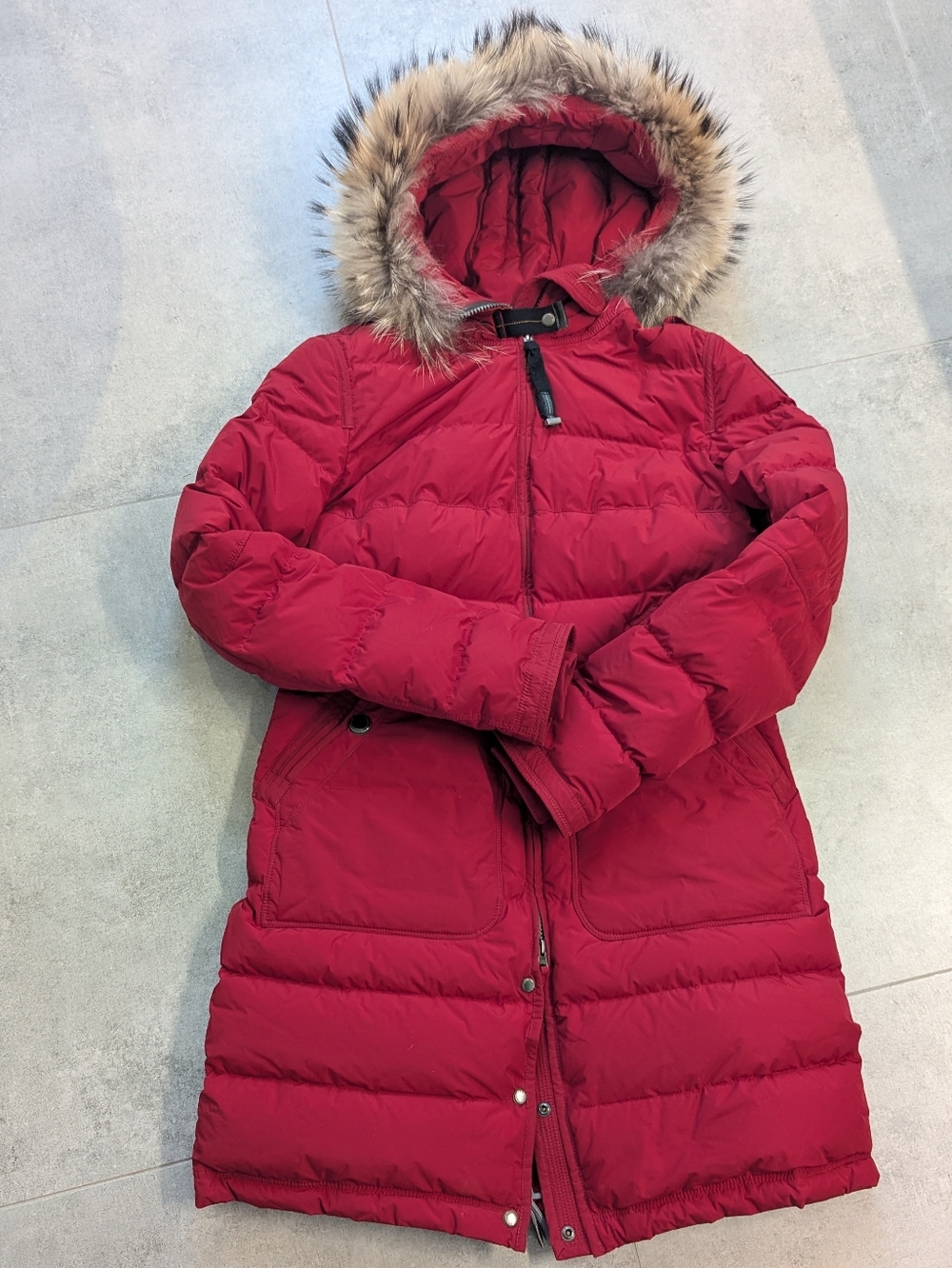 Parajumpers Light Long‎ Bear Jacket M Red | Fur Hood Down Puffer Coat PJS